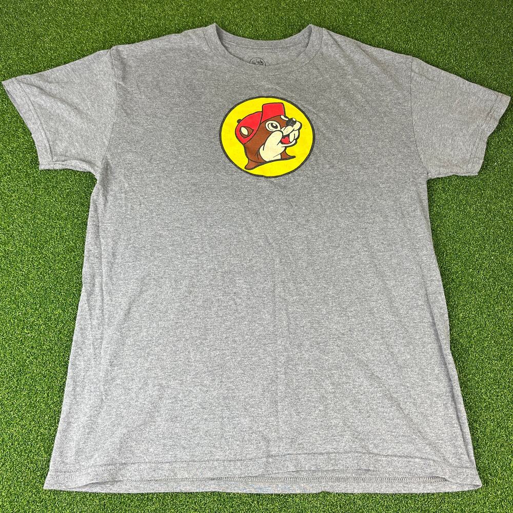 Y2K Buc-ee's Heather Gray Graphic Logo T-Shirt Sz M
